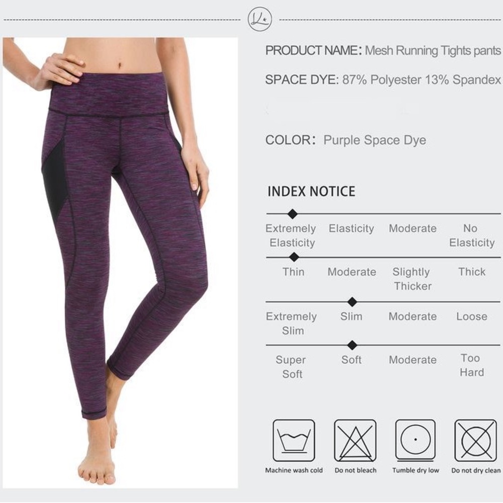 Queenieke Purple Leggings Mesh Pockets